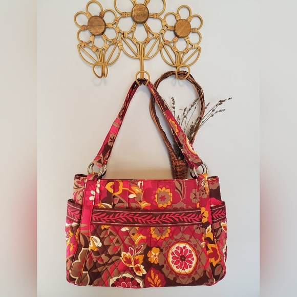 Vera Bradley Floral Shoulder Bag - Pink and Brown - Picture 1 of 9